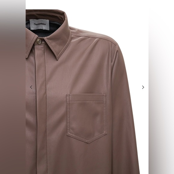 NANUSHKA Declan Faux Leather Shirt in Mauve Grey Size Small (NWT) Retail $495 - Picture 2 of 11
